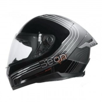 Beon Kapalı Kask Full Face Gri Siyah