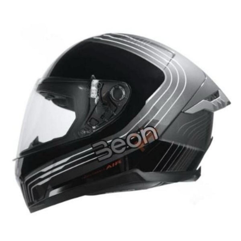 Beon Kapalı Kask Full Face Gri Siyah