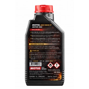 3000 10W40 4T 1 Lt 4 Zamanlı Motosiklet Yağı 12 ADET