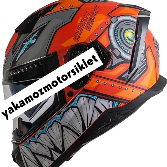 NCR Stream Full Face Kapalı Kask Turuncu Robot