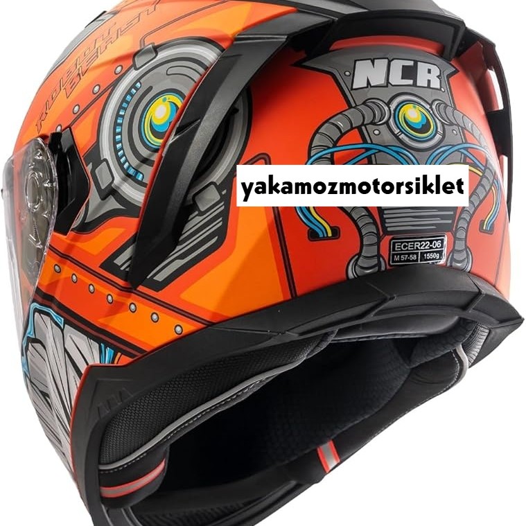 NCR Stream Full Face Kapalı Kask Turuncu Robot