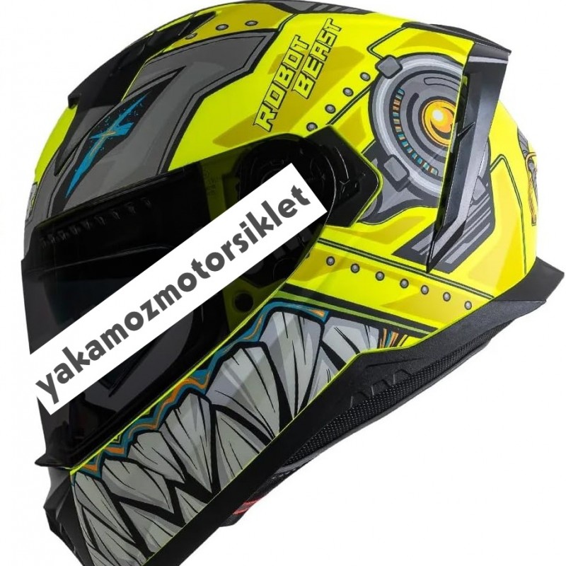 Ncr Stream Kapalı Kask Siyah Vizörlü Sarı Robot