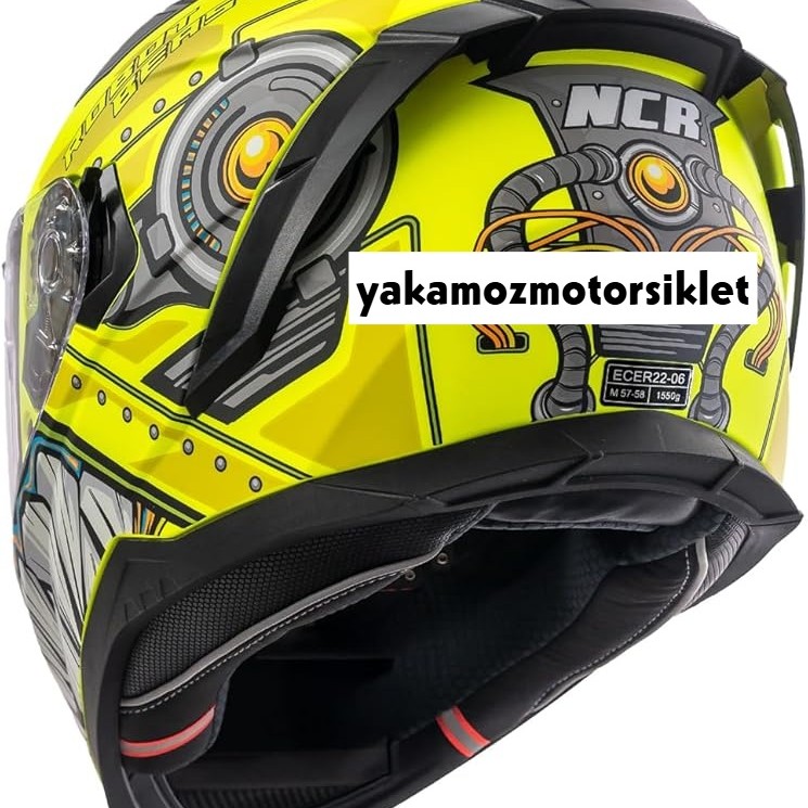 Ncr Stream Kapalı Kask Siyah Vizörlü Sarı Robot
