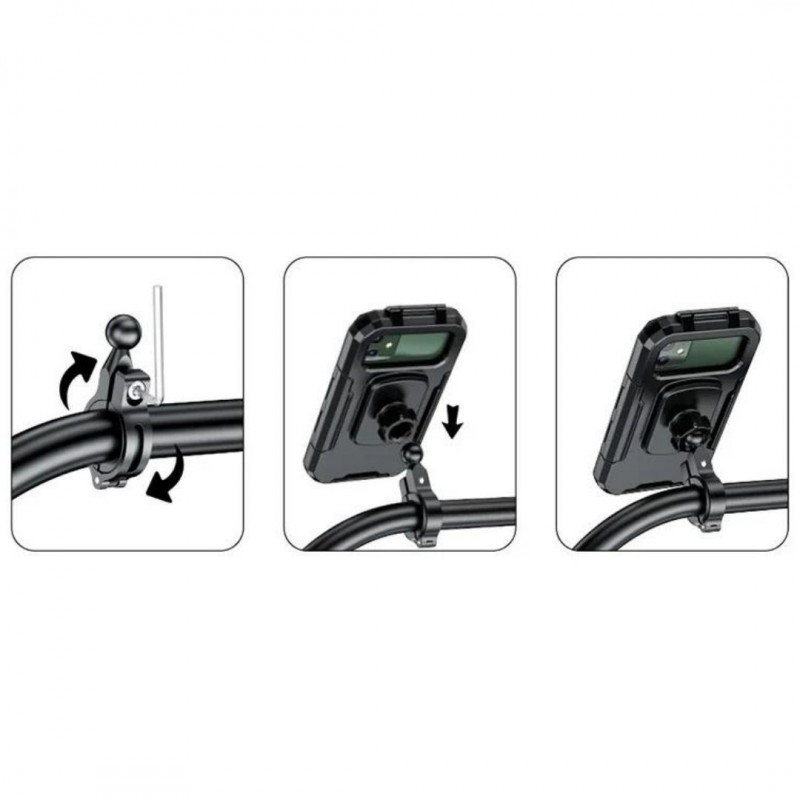 Nukrotech M18-54 Gidon Bağlantılı Su Geçirmez Telefon Tutucu