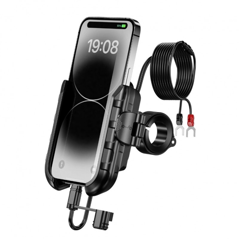 Nukrotech MR PLUS USB-C Şarjlı Klipsli Motosiklet Telefon Tutucu