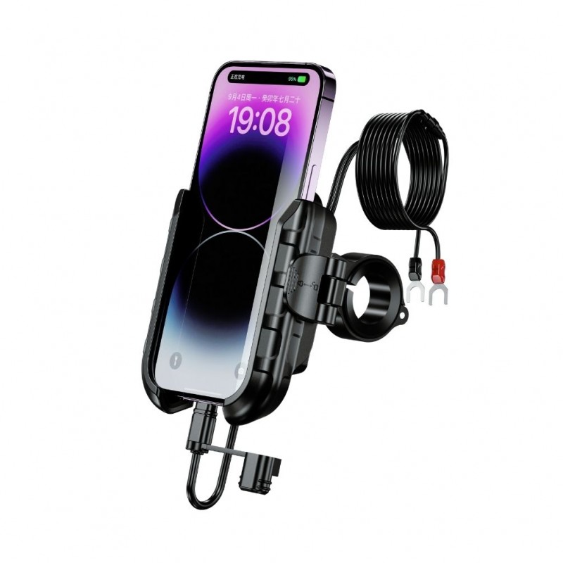 Nukrotech MR PLUS USB-C Şarjlı Klipsli Motosiklet Telefon Tutucu